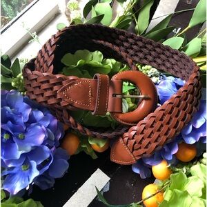 Ladies belt, Brown braided belt, brown leather belt, M/L